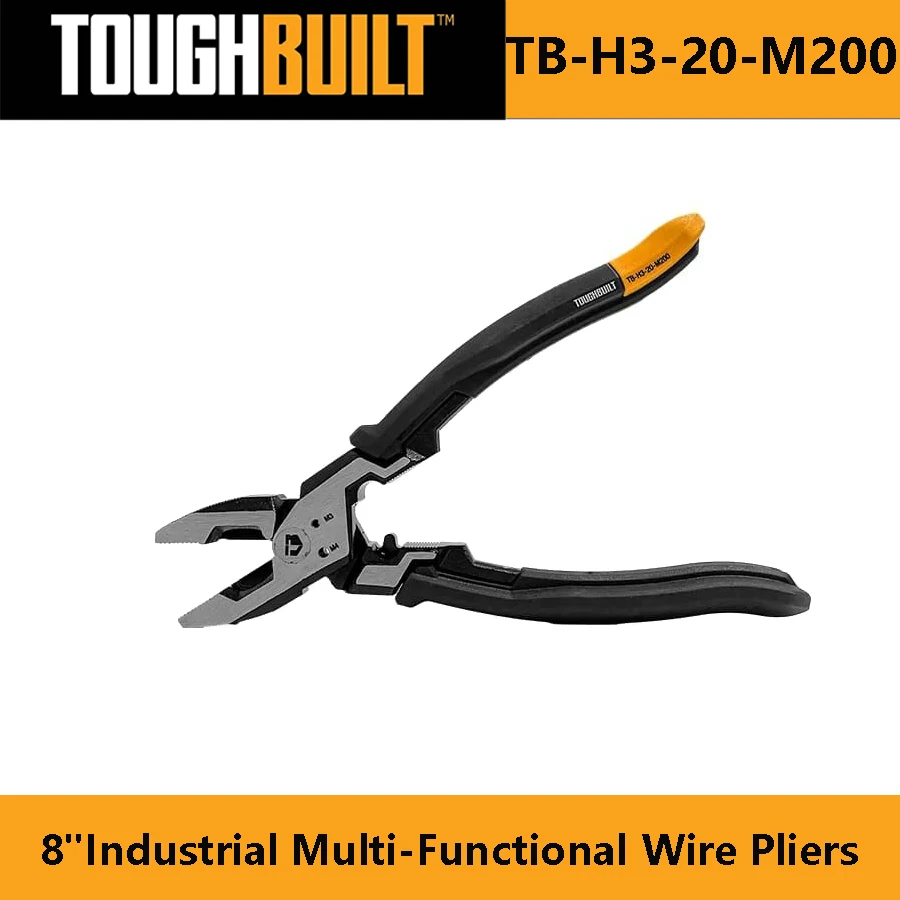 

TOUGHBUILT TB-H3-20-M200 Wire Cutter 8"Industrial Grade Labor Saving Multi-Functional Flat Cut Wire Pliers Hand Tools