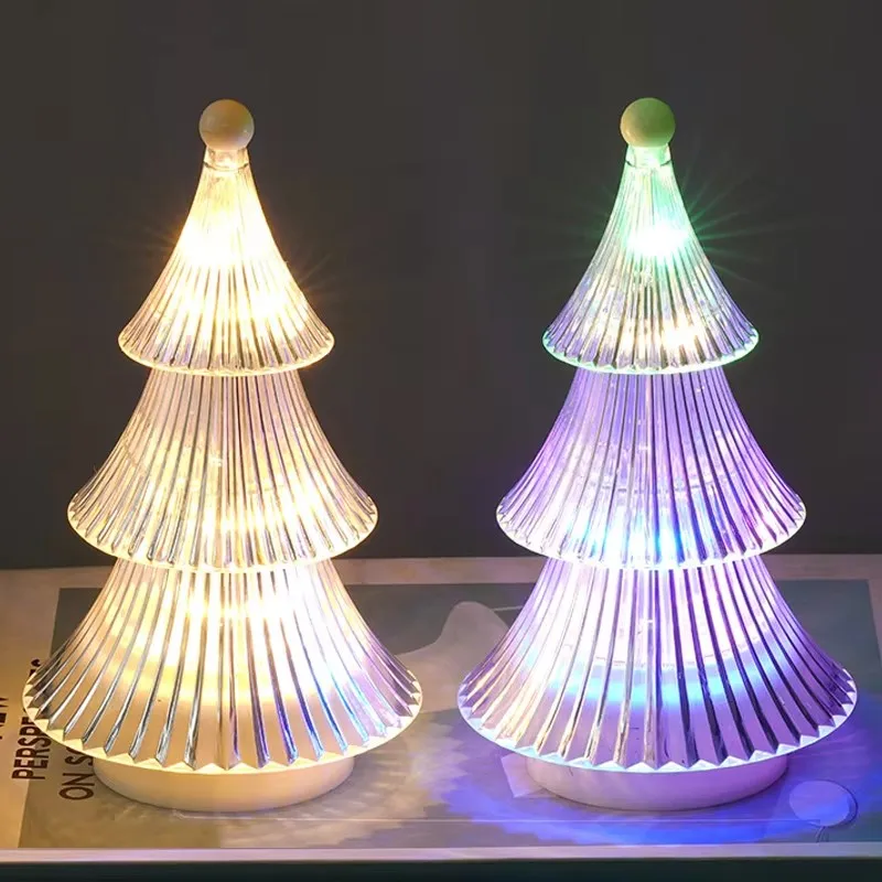 Luz nocturna de árbol de Navidad con pilas, mini lámpara de escritorio LED para decoración de dormitorio, regalo para vacaciones de Navidad