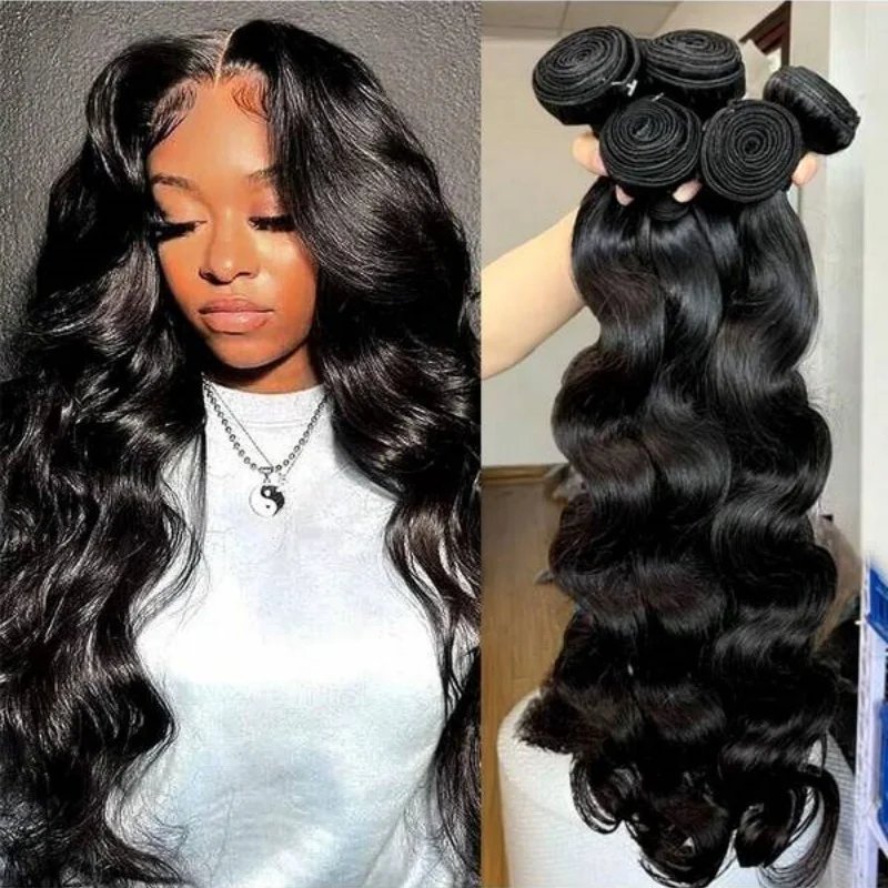 

Body Wave 1 3 4 Bundles Human Hair Extension Natural Brazilian 100% Unprocessed Virgin Hair Bundle Double Weft For Full Head 42"