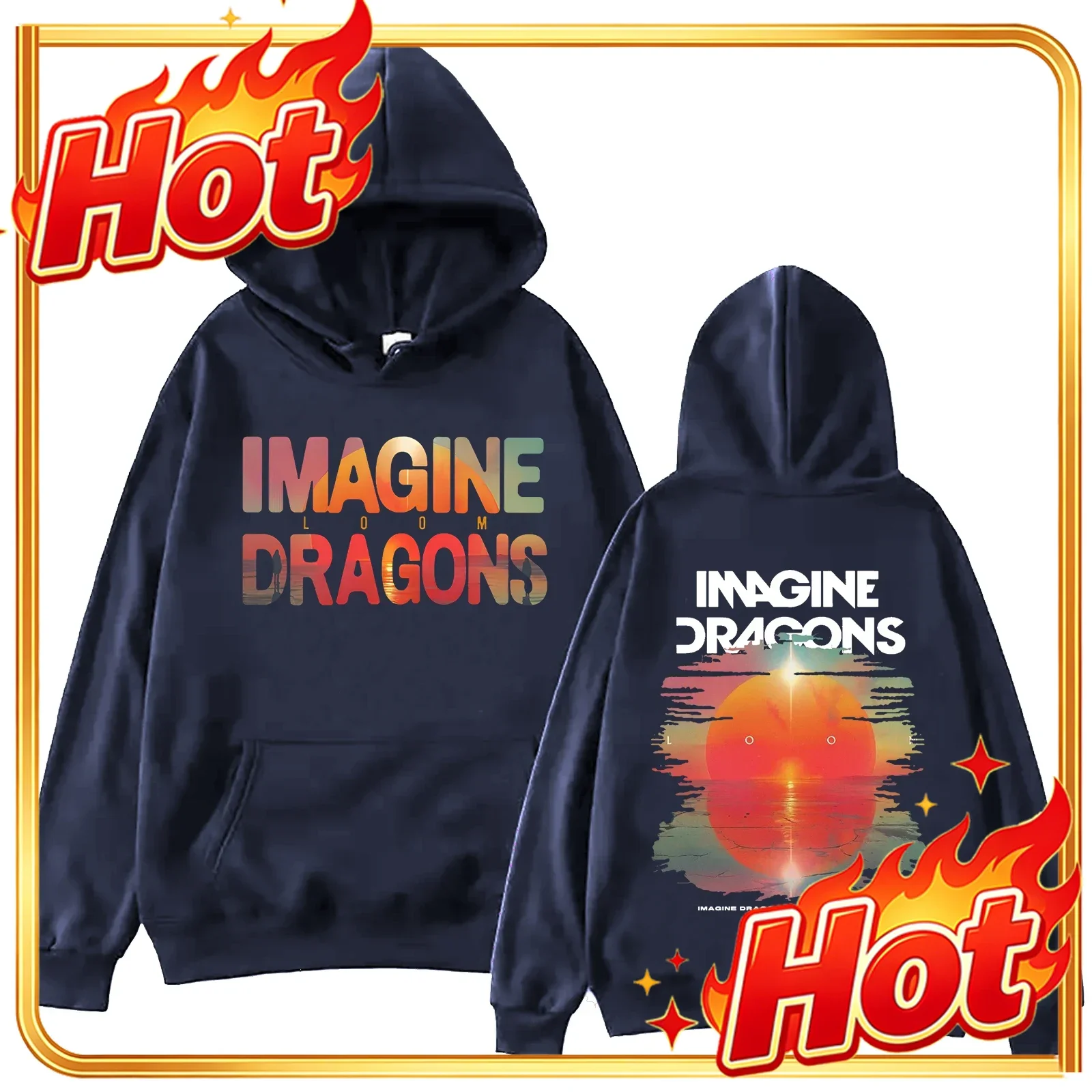Imagine Dragons Loom World Tour Hoodie Harajuku Hip Hop Pullover Y2k Clothes for Men's Polerones