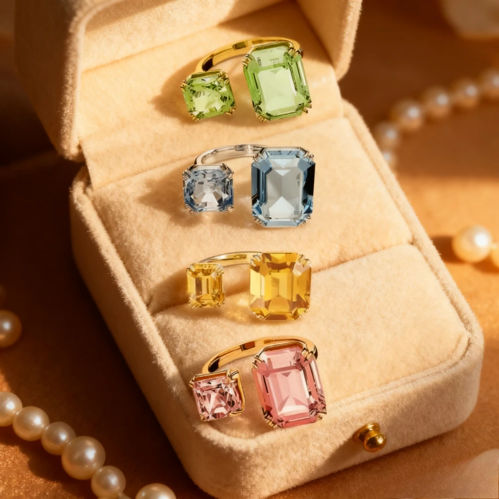 

Модные аксессуары 2025 года с драгоценным модным камнем, обещание свадьбы, белый воротник, элитная атмосфера, многоцветная геометрическая