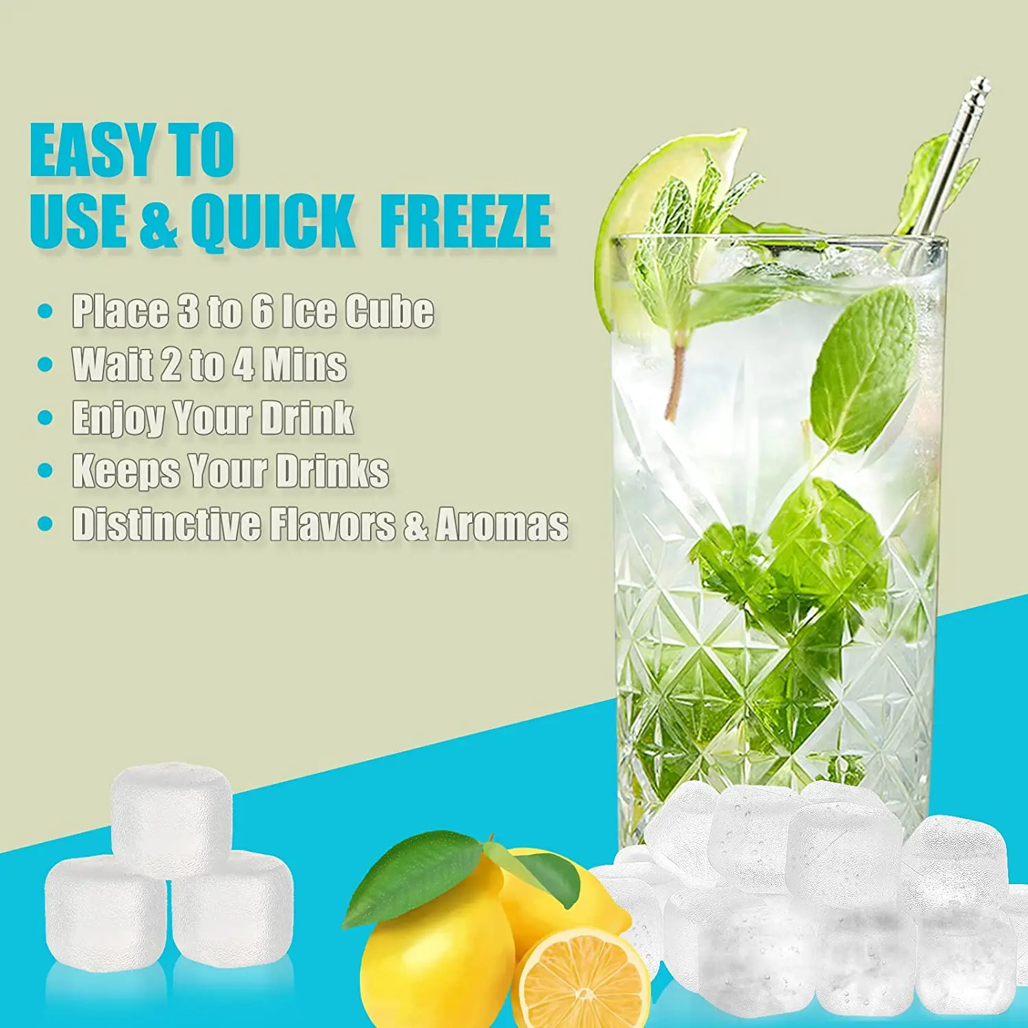 20Pack Reusable Ice Cubes for Drinks Refreezable Plastic Ice Cubes Chills Drinks Without Diluting Washable Fake Ice Cubes