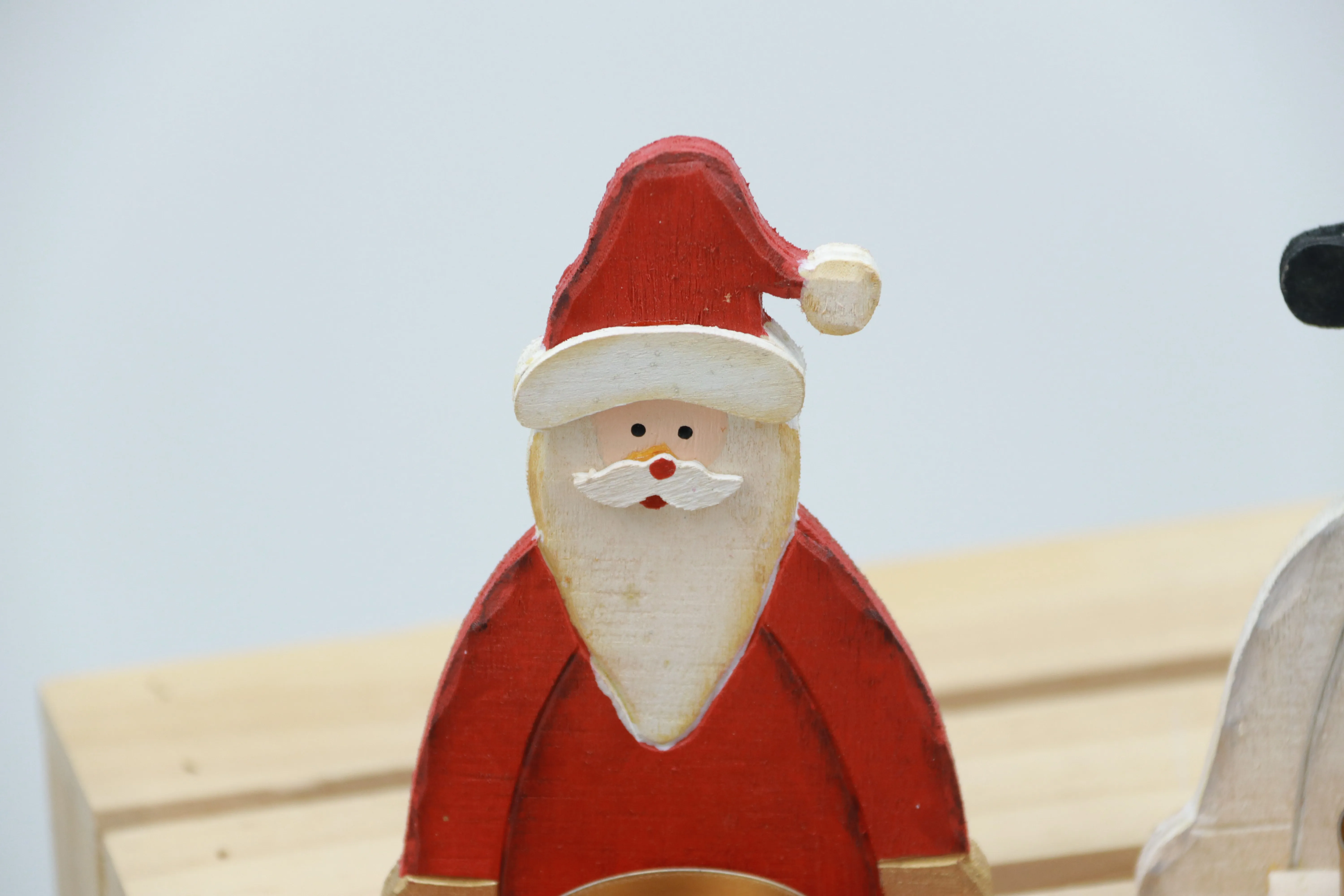 2 peças de suporte de tealight de madeira de Papai Noel e boneco de neve – adicione um brilho festivo para a decoração de Natal
