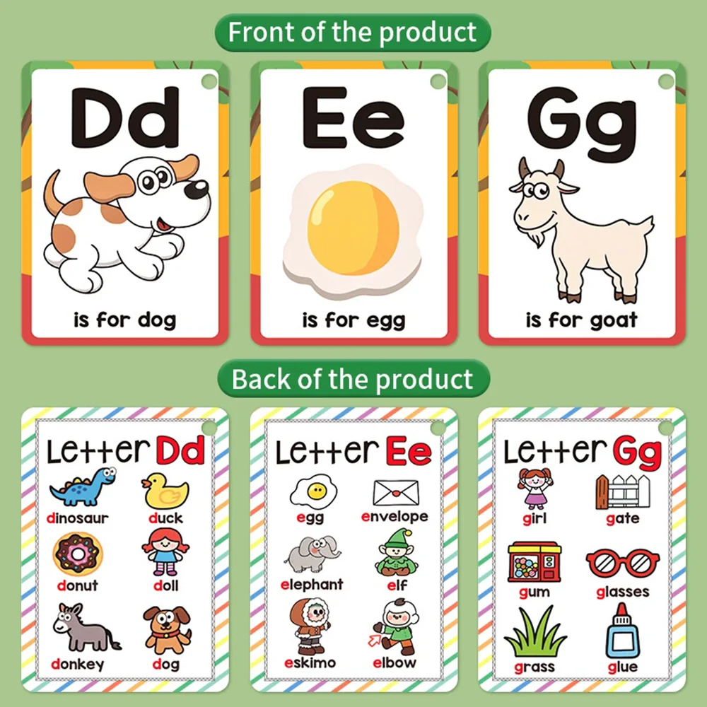 1Book Child's Words A-Z Learning Cards with Pictures 27 English Word Cards Enhance Visual Perception Educational Cognitive Games