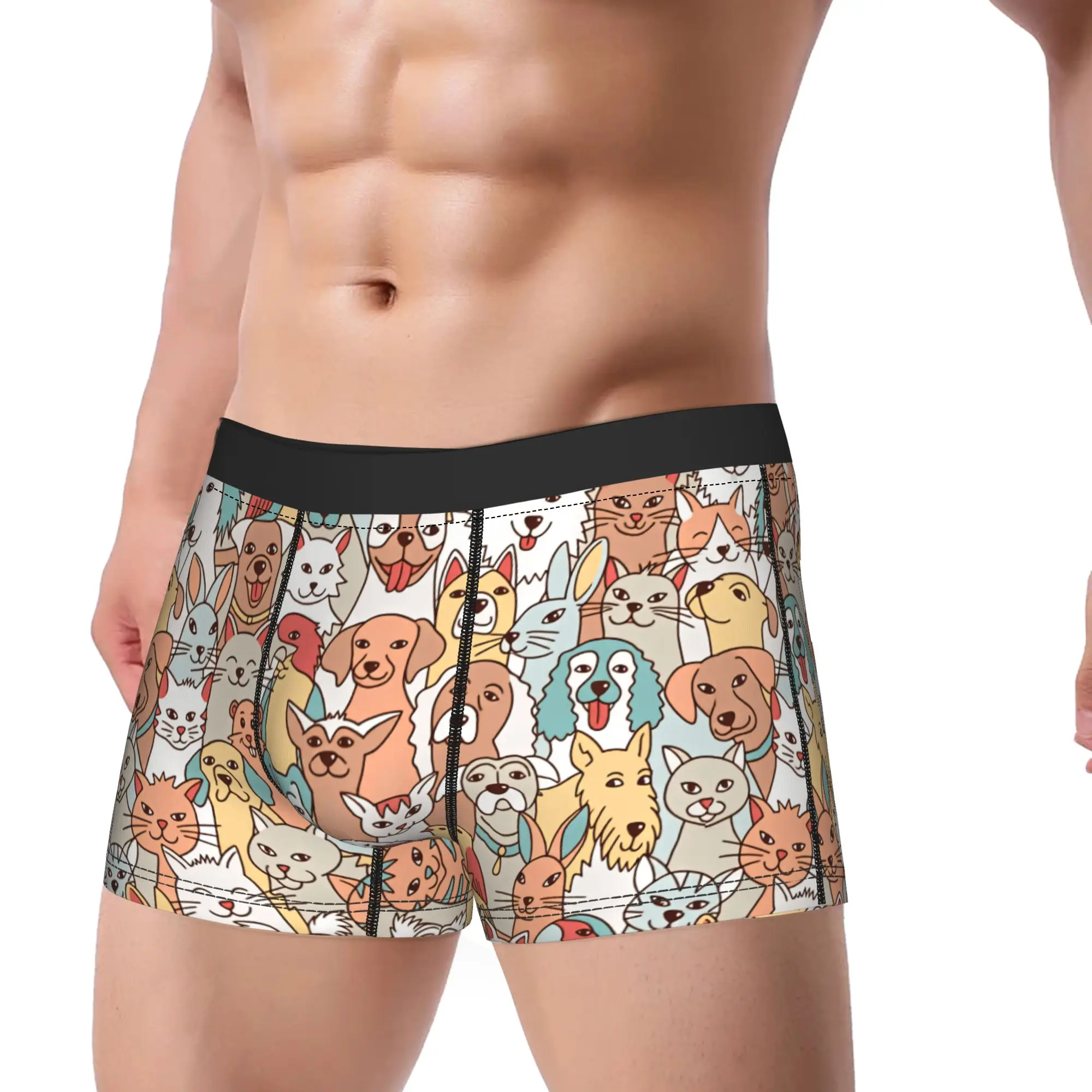 Pets seamless pattern Underwear  Pattern Trunk Trenky Men's Underpants Elastic Shorts Briefs Birthday Present