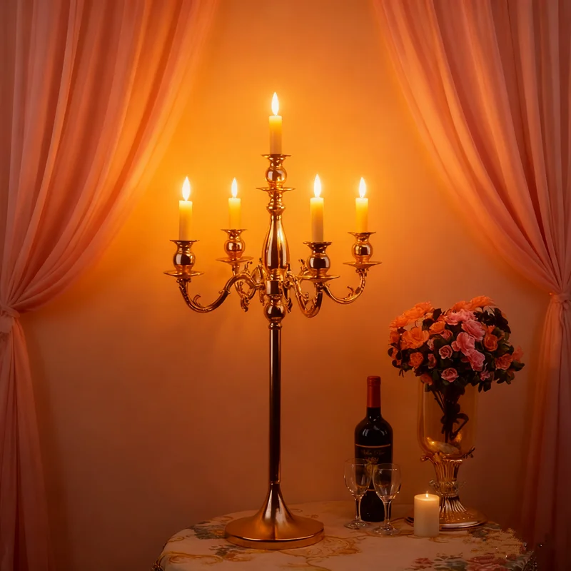 4/8pcs Wedding Party Store Store Five-head metal iron candlestick arrangement decorative wedding candlestick ornaments