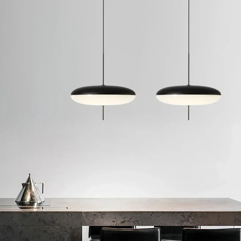 Nordic LED Pendant Light Black White Hanging Lamp For Dining Table Study Living Room Bedroom Coffee Bar Platform Decor Lighting