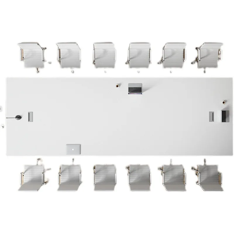 

White paint conference long table simple modern large office reception negotiation table and chair combination