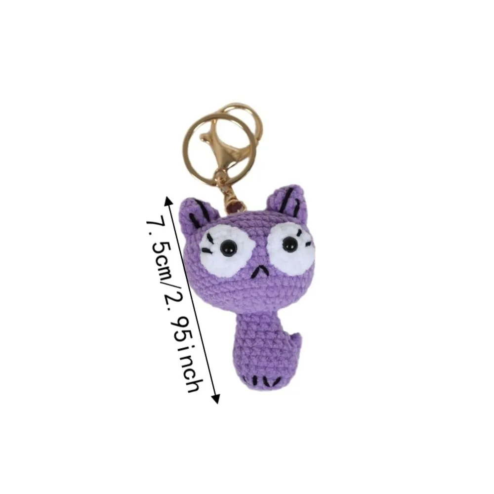 Exquisite Handmaking Cat Crochet Keyrings Animal Doll Cartoon Black Kitten Keyrings Woven Cute Knitted Key Ring Bag Charm - view 6