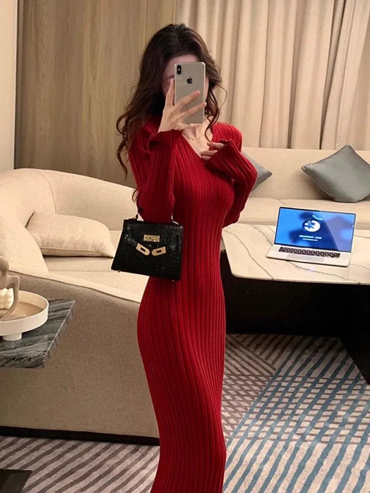 

Knee Length Pullovers Elegant Sweaters Jumpers Women Brushed Semi-High Mallgoth Sister Batwing Sleeve Slit Plaid Twisted Vintage