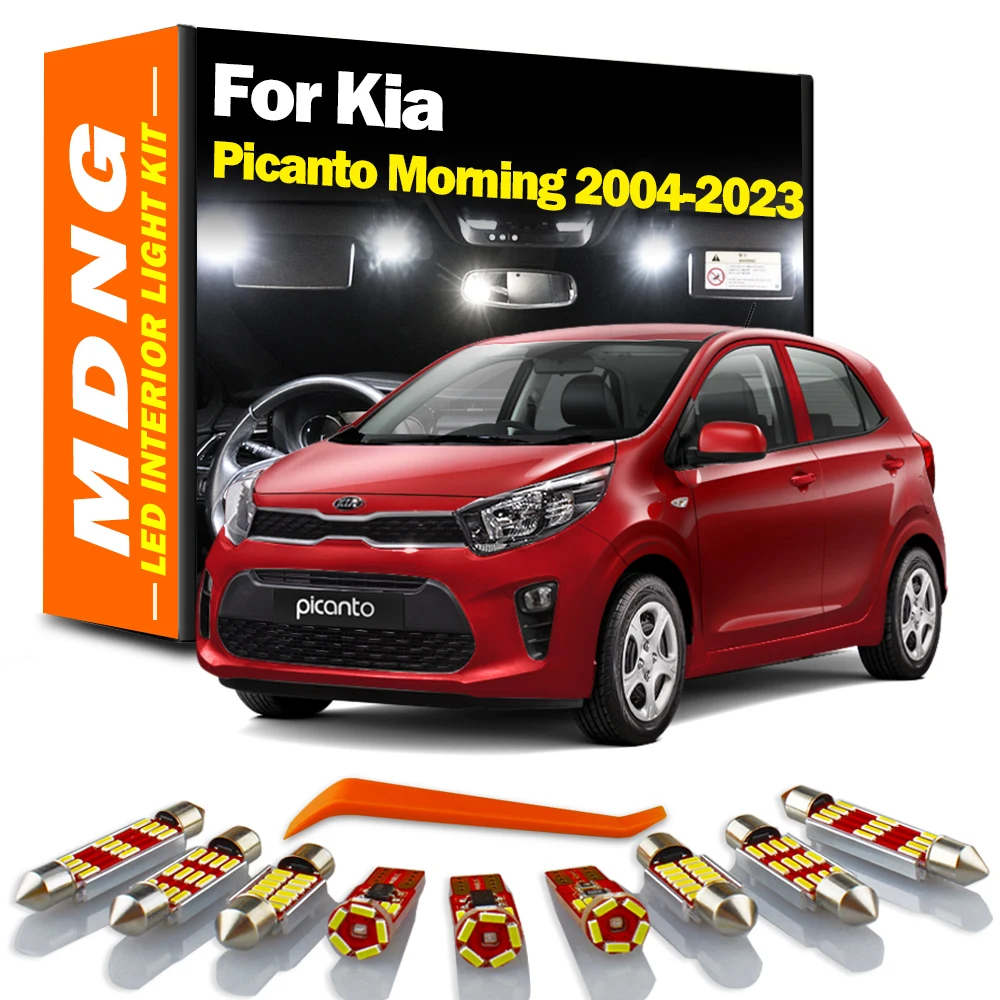 MDNG LED Interior Map Dome Light Kit For Kia Picanto Morning MK1 MK2 MK3 2004- 2018 2019 2020 2021 2022 2023 License Plate Lamp