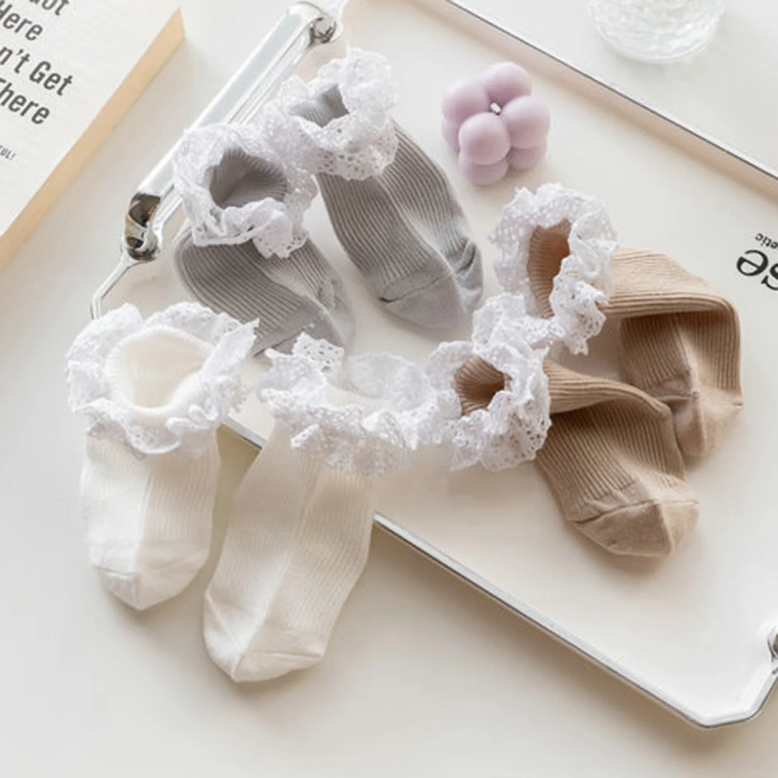 

Носки для новорожденных девочек 0-2 лет, милые носки с кружевной отделкой, мягкие и легкие нескользящие носки для повседневного использования