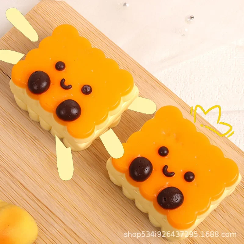 Orange Biscuit Food Grade Silicone Kneading Music Rebound Decompression Toy Handmade Stress Relief Fidget Gift for Kid