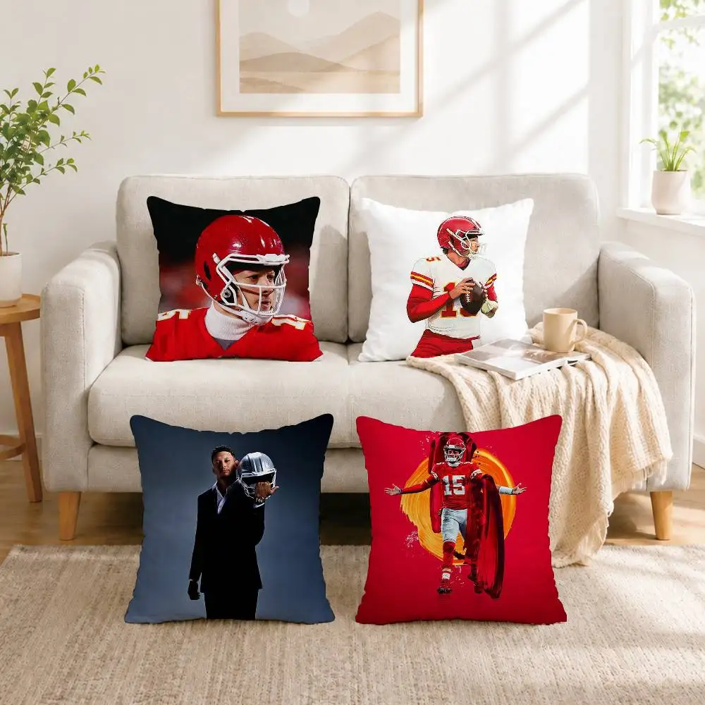 American football player Patrick Mahomes Pillow Case Square Double-Sided Sofa Cushion Cover Bedroom Bedside Pillow Gift