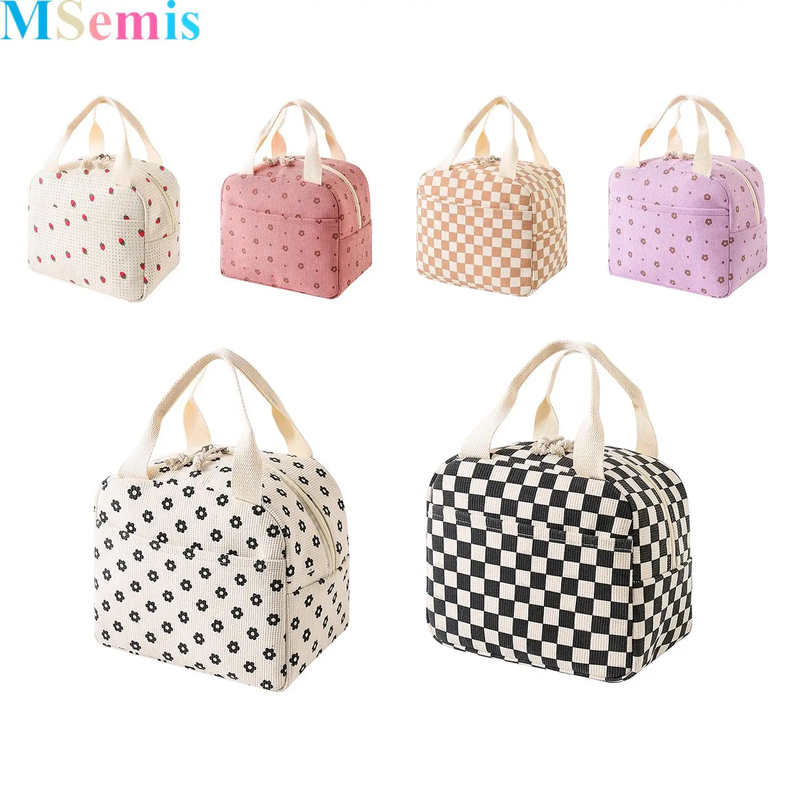 

Lunch Bag for Women Men Cute Corduroy Lunch Tote Bags Large Capacity Reusable Insulated Cooler for Work Picnic Or Travel