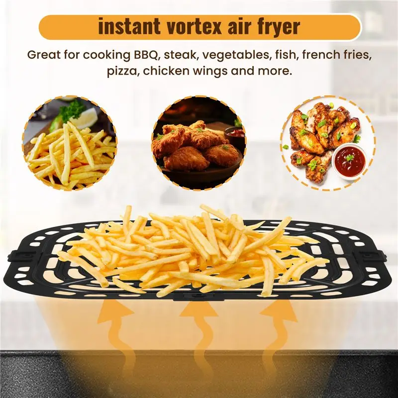 A83X-Air Fryer Grill Plate For Instants Vortex Plus 6QT Air Fryers, Upgraded Square Grill Pan Tray Accessories