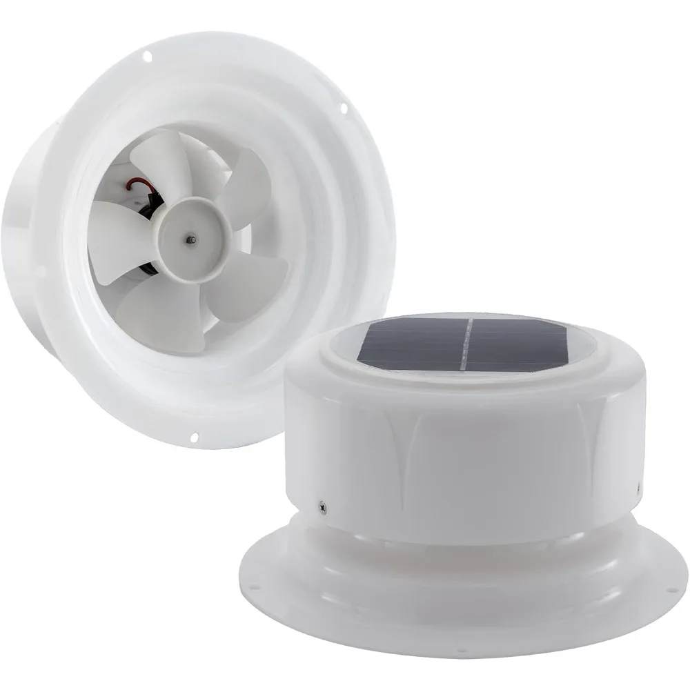

Solar Powered Ceiling Ventilation Fan for RV Marine Camper Shed Trailer White Exhaust