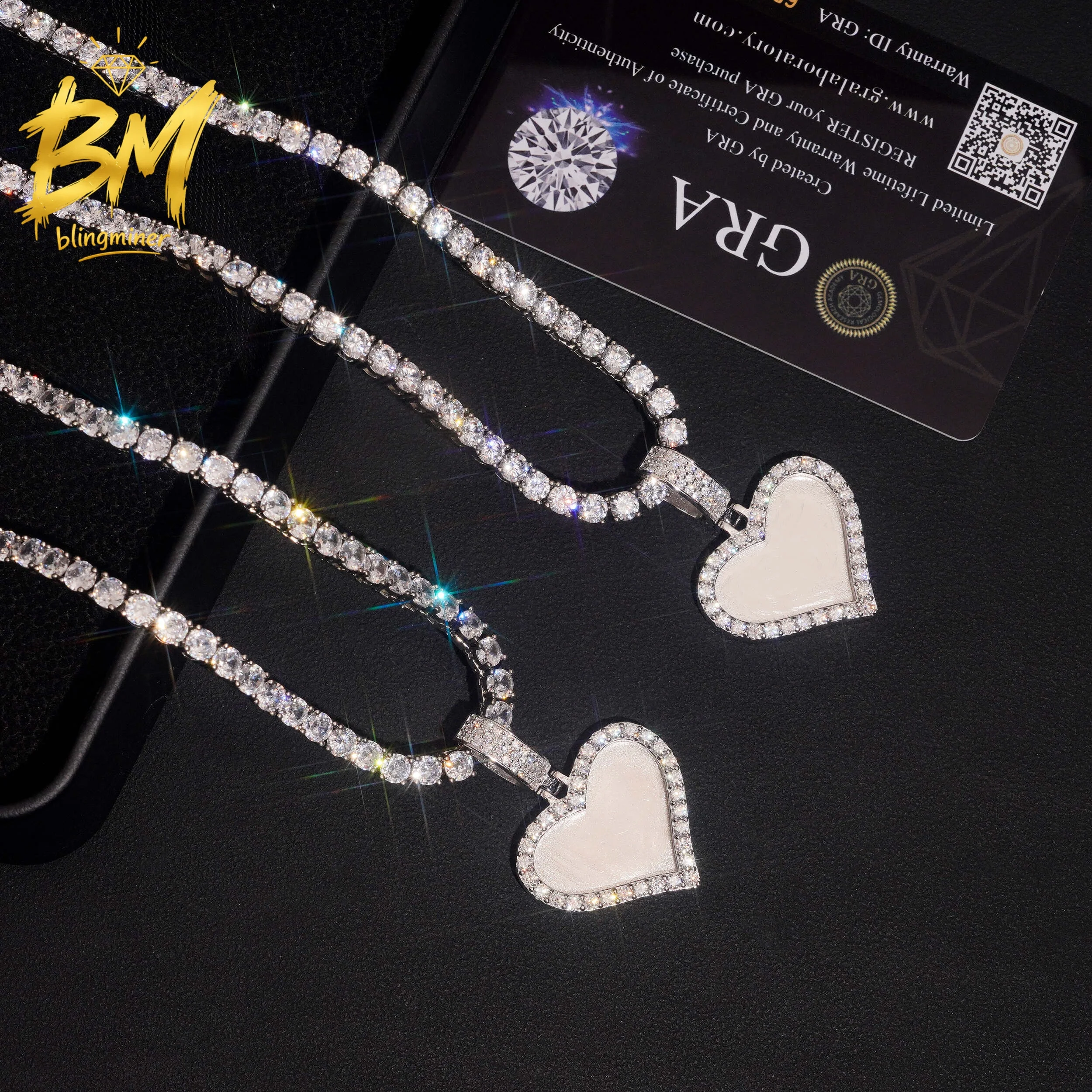 Blingminer 29mm Iced Out  Photo Picture S925 Silver VVS Moissanite Pendant For Men Women Pendants Jewelry Pass Diamonds Tester