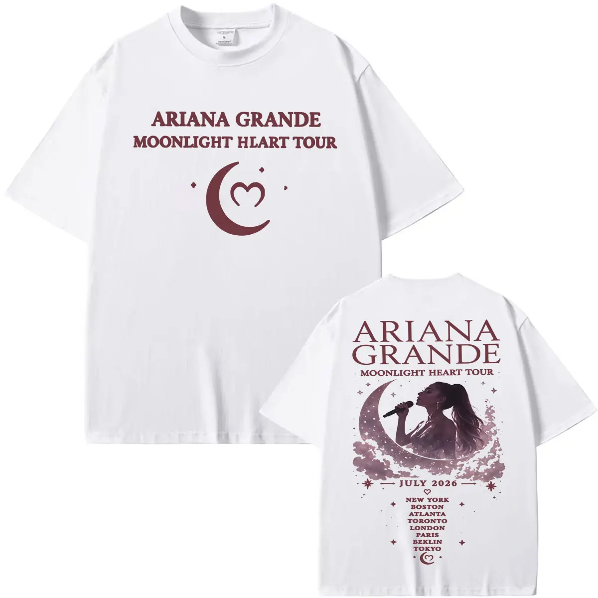 Ariana Grande Moonlight Heart Tour 2026 Graphic T Shirt Men Women Fashion Aesthetic T Shirts Cotton Casual Short Sleeve T-shirts