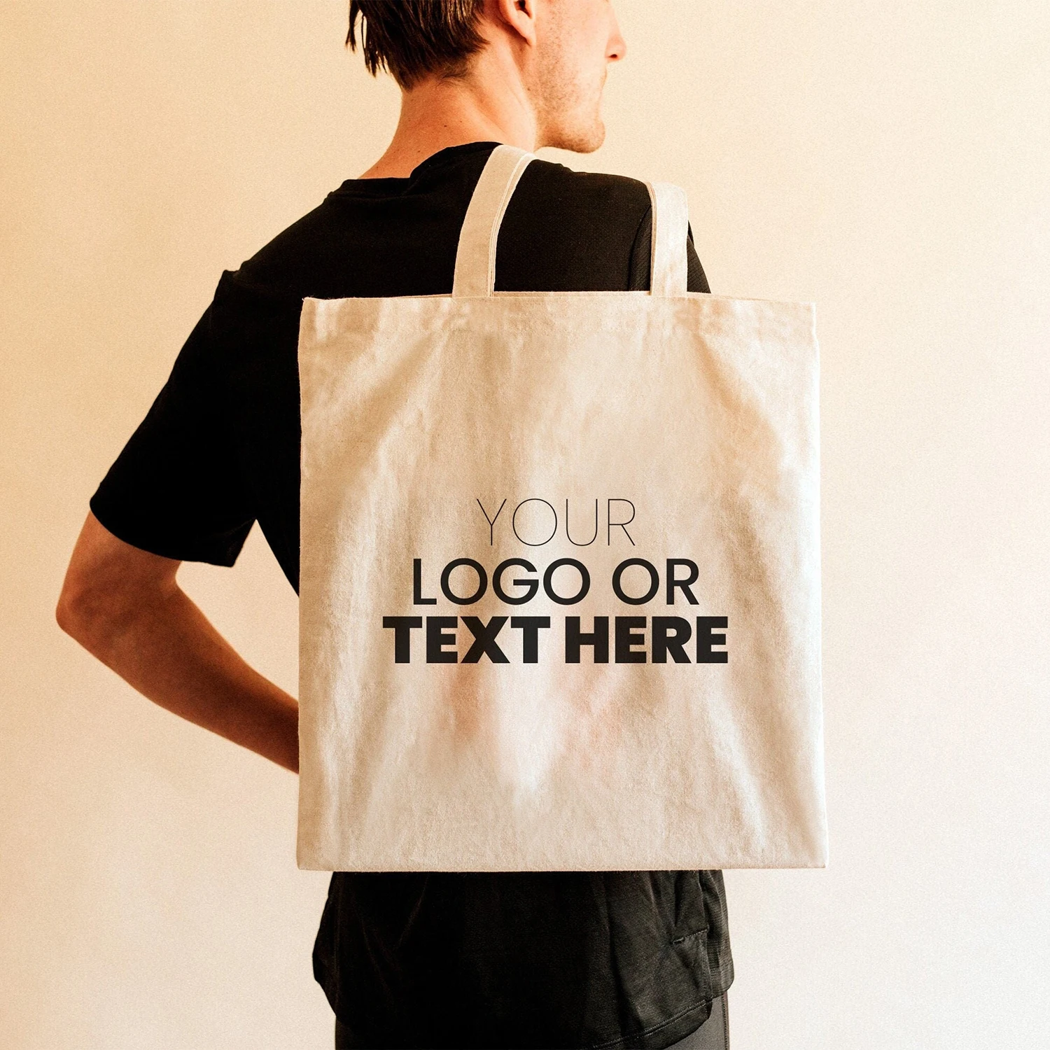 Custom Text Logo Canvas Tote Bag Personalized Reusable Grocery Shoulder Bag Custom Print Shopping Handbag for Daily Use,