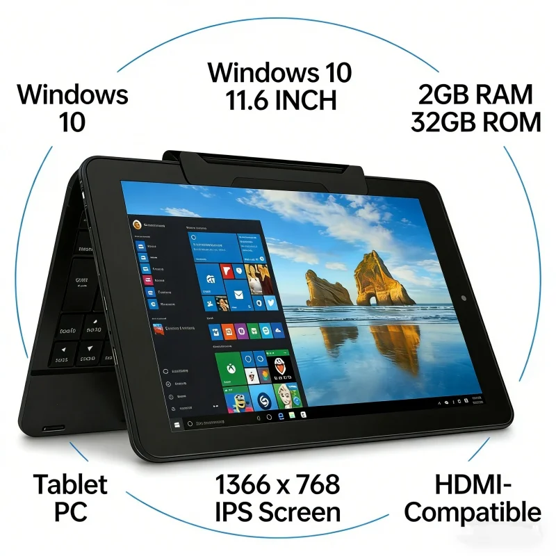 11.6 INCH 2GB RAM 32GB ROM RCA9213 Windows 10 Dual Camera Tablet PC T10 WIFI 1366 X 768 IPS Screen HDMI-Compatible