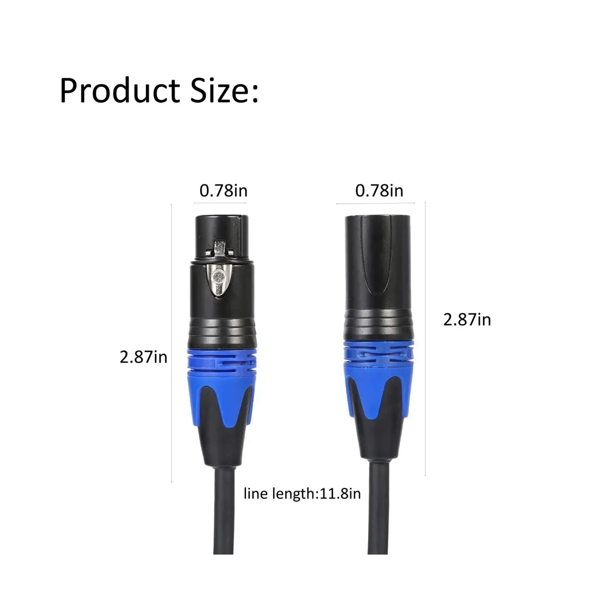 Cabo de microfone divisor XLR Y, 1 macho para 2 fêmeas, 3Pin XLR macho para dupla XLR fêmea Y-Splitter, cabos de microfone balanceados, 2 pcs