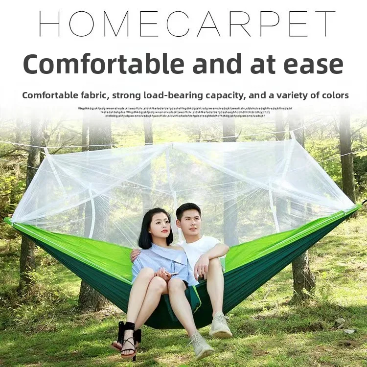 260X140cm Single Double Outdoor Hammock With Mosquito Cover Quick Setup Tear Resistant Nylon Material Lightweight Camping Rest