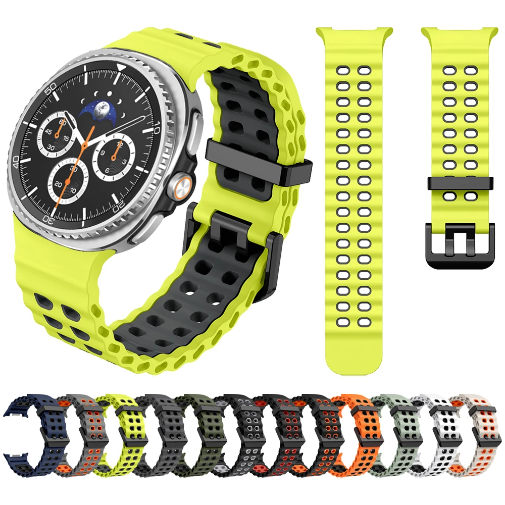 

Marine Band For Samsung Galaxy Watch 8 Classic 46mm Sports Two-Tone Silicone Strap For Samsung Watch8 44mm 40mm Bracelet