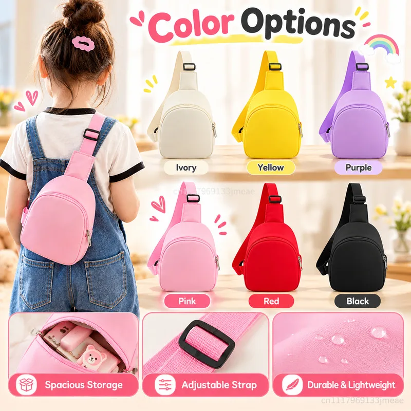 Kids Mini Sling Bag, Lightweight Nylon Chest Crossbody Backpack Adjustable Strap Small Shoulder Bag for Boys Girls Travel Daily - view 5