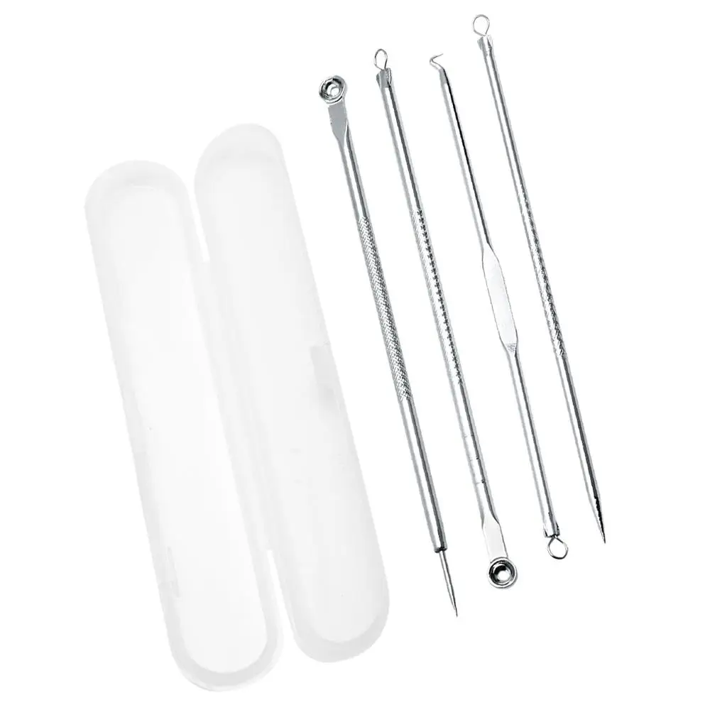 3-4pack 4 Piece Blackhead Acne Comedone Blemish Extractor Remover Stainless Tool