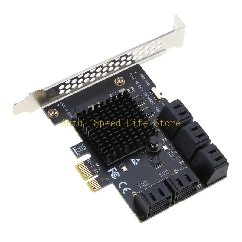 

02DA 10 Ports SATA3.0 Full Speed 6Gbps PCI for Express PCIe 4X 8X 16X Expansion Card for Win7/8/10 Linux Desktop PC Super Fas