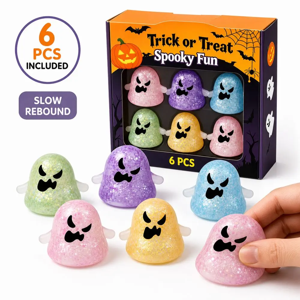 New Slow Rebound Ghost Ghost Shape Multicolor Halloween Glitter Ghost Stress Party Favors