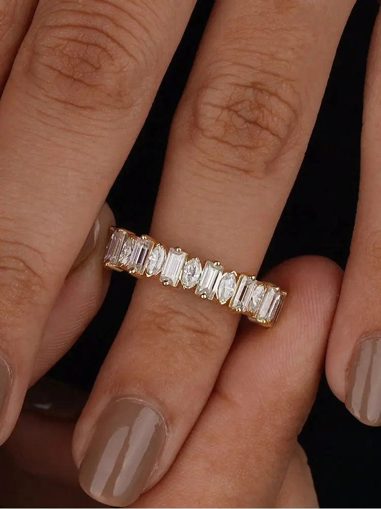 925 فضة ذهبي مستطيل ماركيز الزركون خاتم للنساء المشاركة الزفاف بسيط جودة عالية غرامة مجوهرات #2