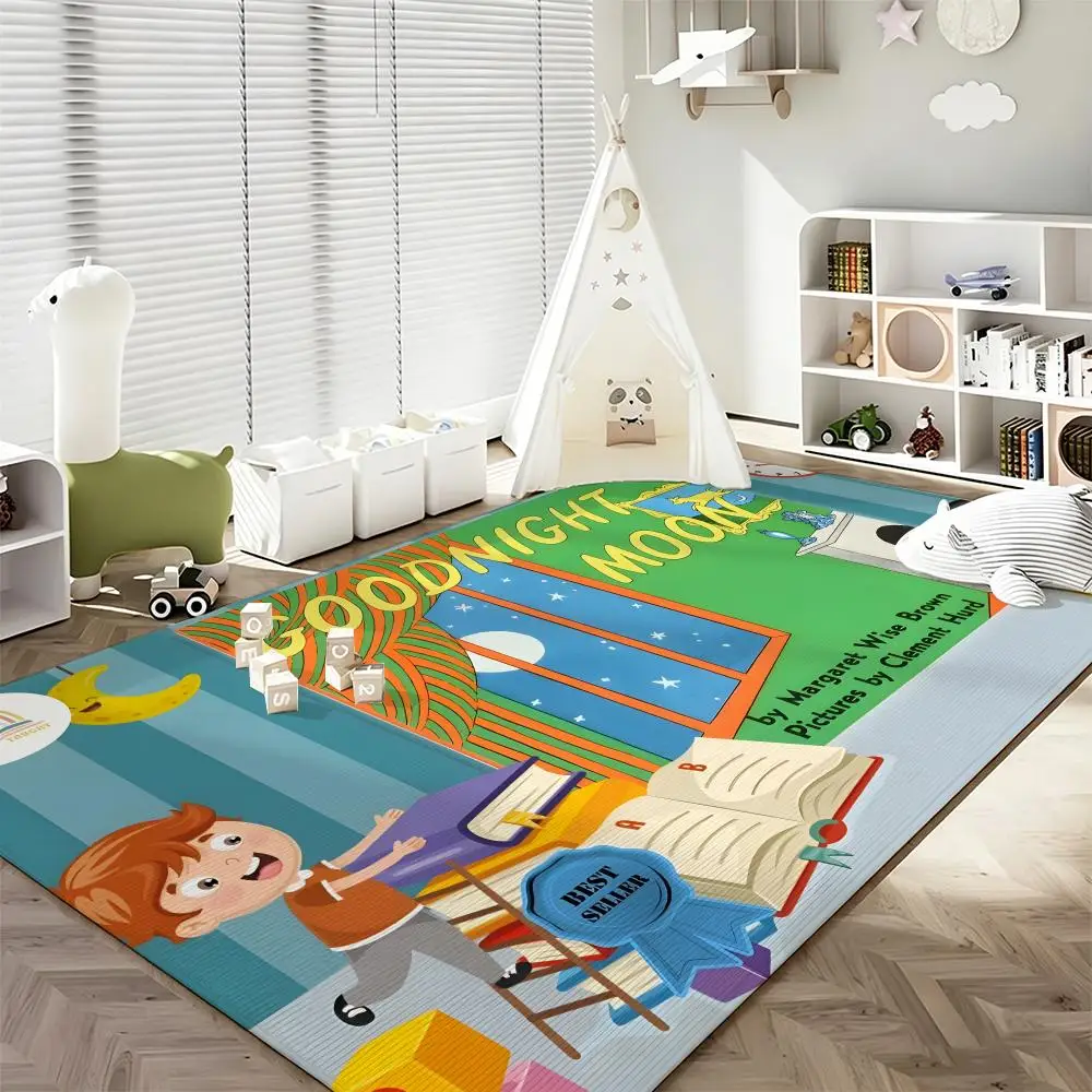 Book G-Goodnight M-Moon Floor Mat Soft Flannel Entrance Door Mat Non Slip Absorbent Bathroom Bedroom Floor Rug
