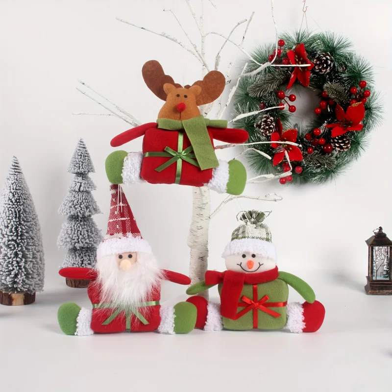 Weihnachtsgeschenkbox-förmige Verzierung, Weihnachtsmann-Rentier-Schneemann-Themen-Dekorationen, ideal für Urlaubsparty-Geschenke und Feiern