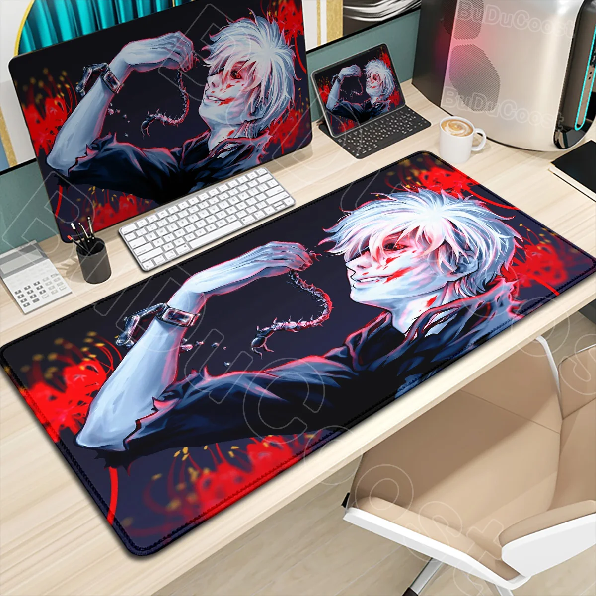 

HD Anime New Large Tokyo Ghoul Mousepad Cool Boys Computer Keyboard Desk Mats Locking Edge Laptop Comics Gaming Pc XXL Mouse Pad