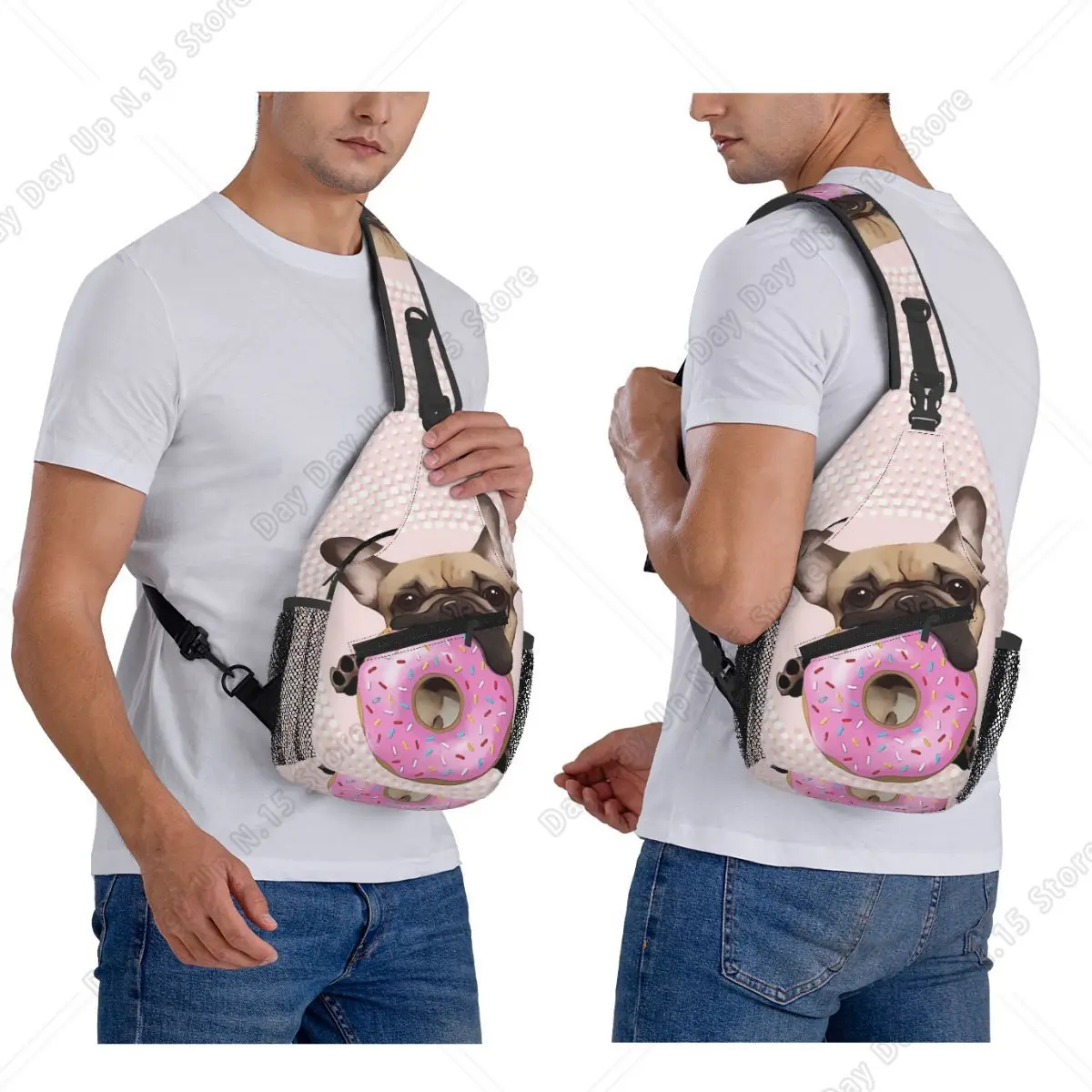 French Bulldog Animal Chest Bag Men Sling Crossbody Backpack Chest Bag Travel Hiking Daypack Shoulder Bag
