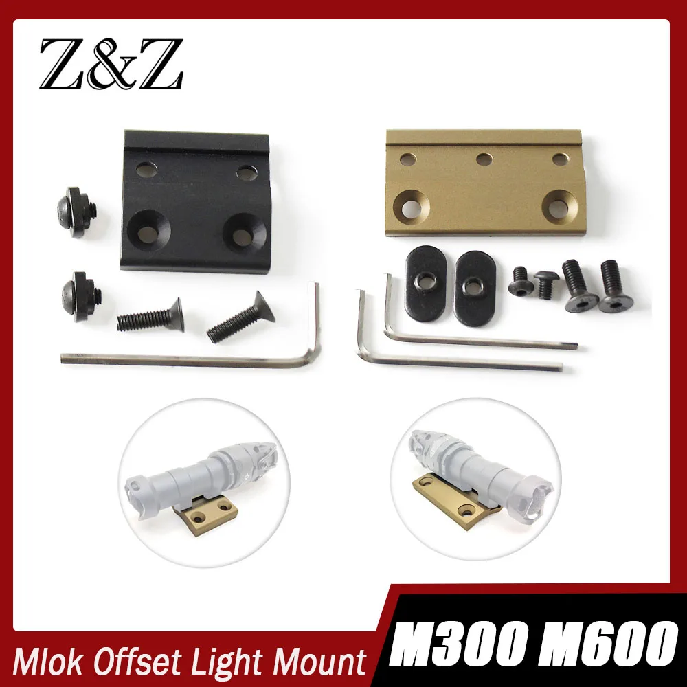 

Tactical Scout Light Mounted Metal Offset Side Mount Keymod MLOK Rail For M300 M600 Flashlight Base Mount Hunting Accessories