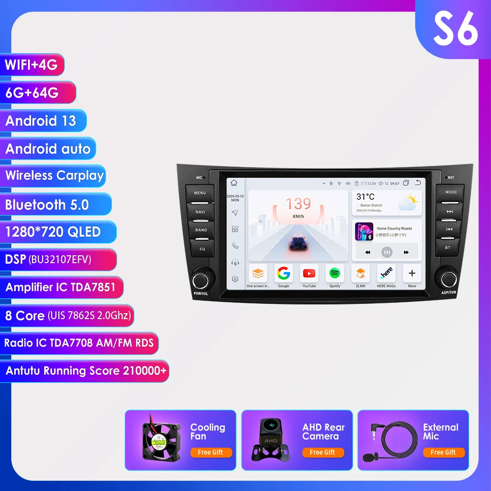 Hizpo 8 Zoll für Mercedes Benz E-Klasse W211 E200 E220 E300 E320 E240 E280 CLS Auto Auto Radio 2Din Android Multimedia GPS Carplay