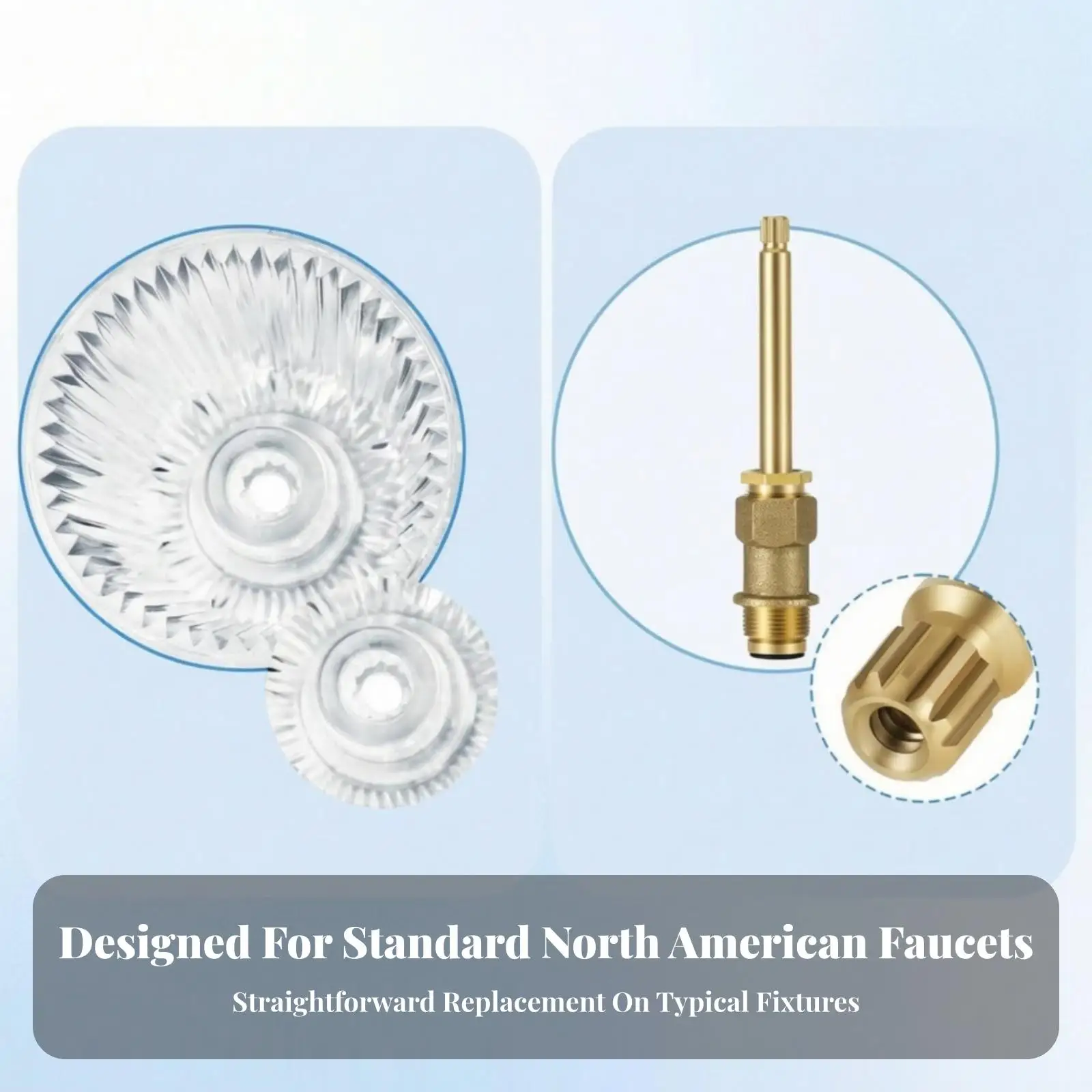 Acrylic Shower Handle for Bathtub Faucet 12 Tooth Stem Replacement Knob with Flange Set for Smooth Water Control