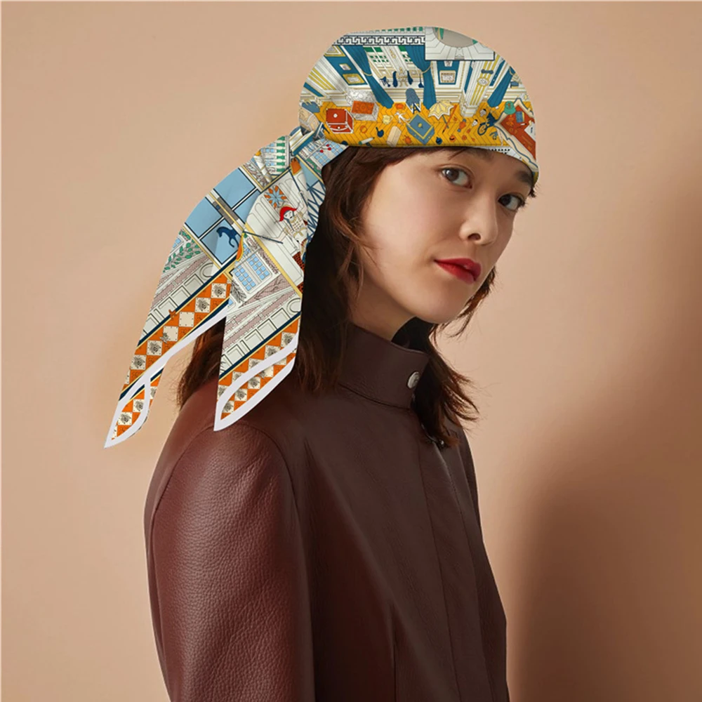Design Luxury Brand Twill Silk Women Scarf Sunscreen Foulard Shawl Hijab Female Hair Hijab Wraps Neckerchief Bandanda Echarpe