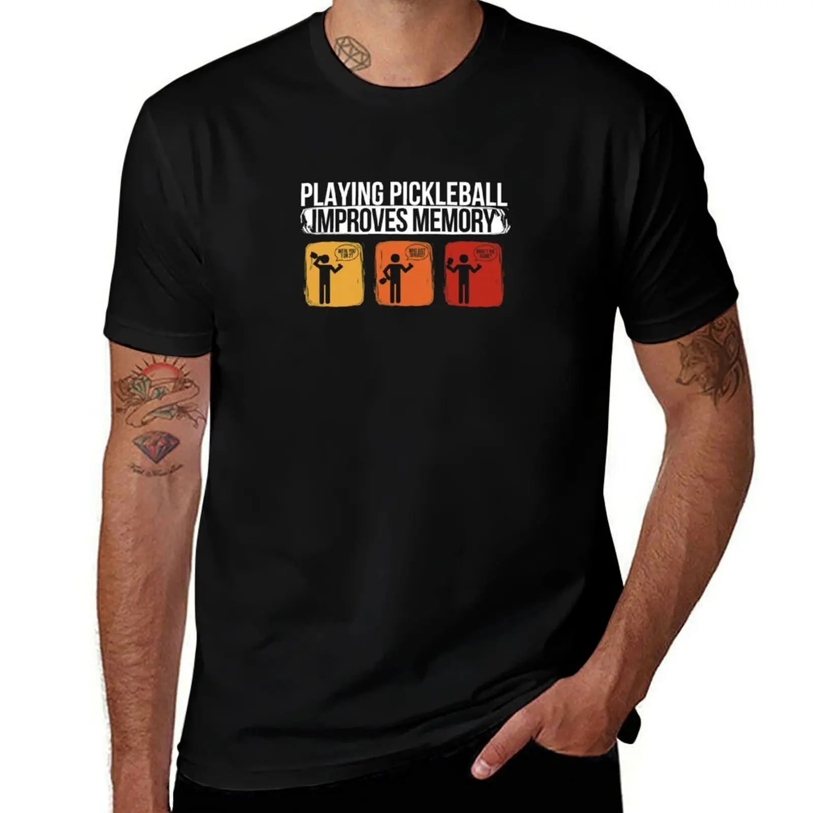 Playing Pickleball improves memory, Pickleball T-Shirt Basic Simple Design Short Sleeve Shirt T-Shirt