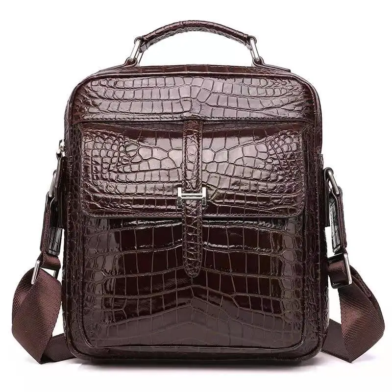 

2023 New alligator Genuine Leather Men Crossbody Bag Casual Business Leather Men's Messenger Vintage Shoulder Handbags Bags