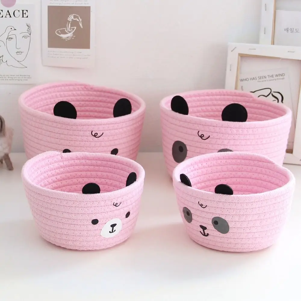 Woven Storage Baskets Trendy Cute Boho Baskets Storage Bins Bear Cotton Rope Cotton Rope Basket Bedroom