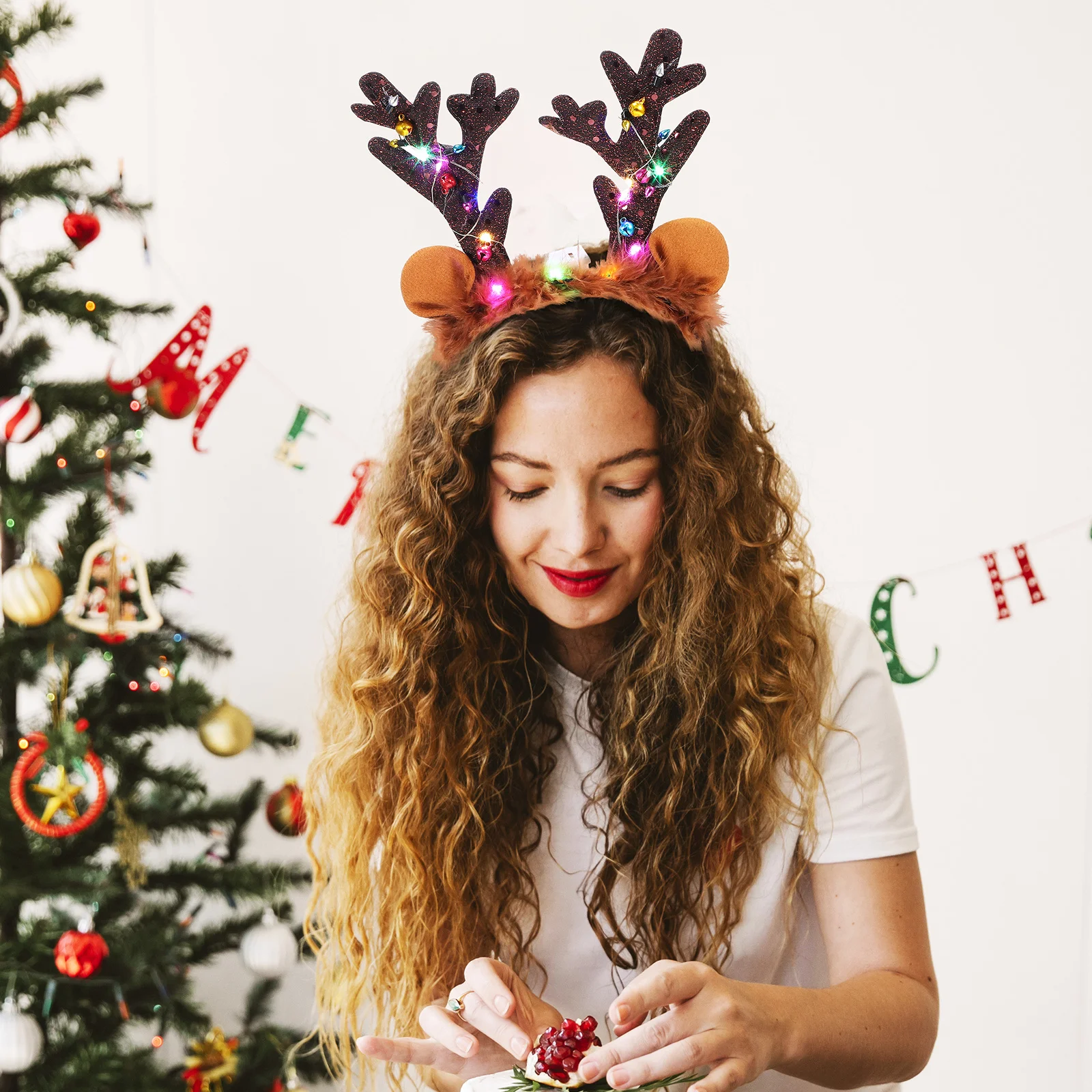 

3pcs Christmas Headbands Glitter Reindeer Antlers Headdress Party Costume Accessories Lightweight Durable Cosplay Photo Props