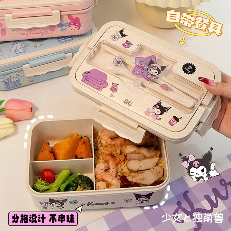 

Miniso Kuromi Lunch Box Cinnamoroll My Melody Student Compartmentalised Eco-Friendly Bento Box Tableware Food Storage Container