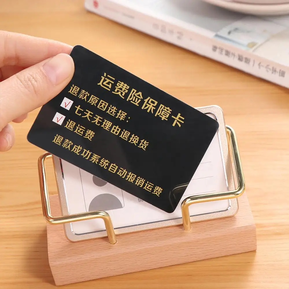 

Fashion Tabletop Shelf Business Card Holder Card Storage Walnut Wood Cards Display Stand Metal Beech Wood Card Organizer Manager