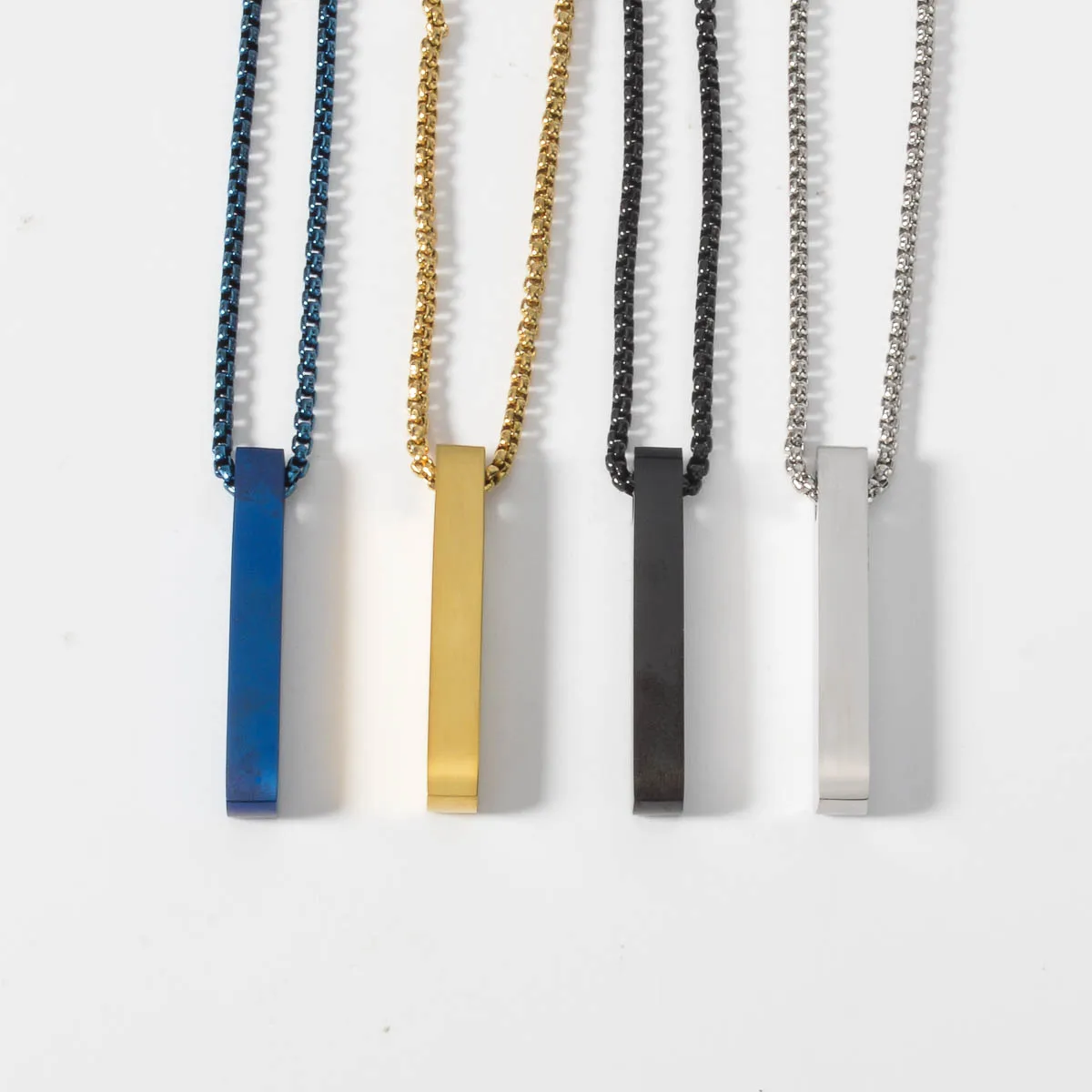 

Hip-hop Personalized Stainless Steel Necklace Rectangular Pendant Punk-style Neck Chain Simple Cool Jewelry For Friends Gifts