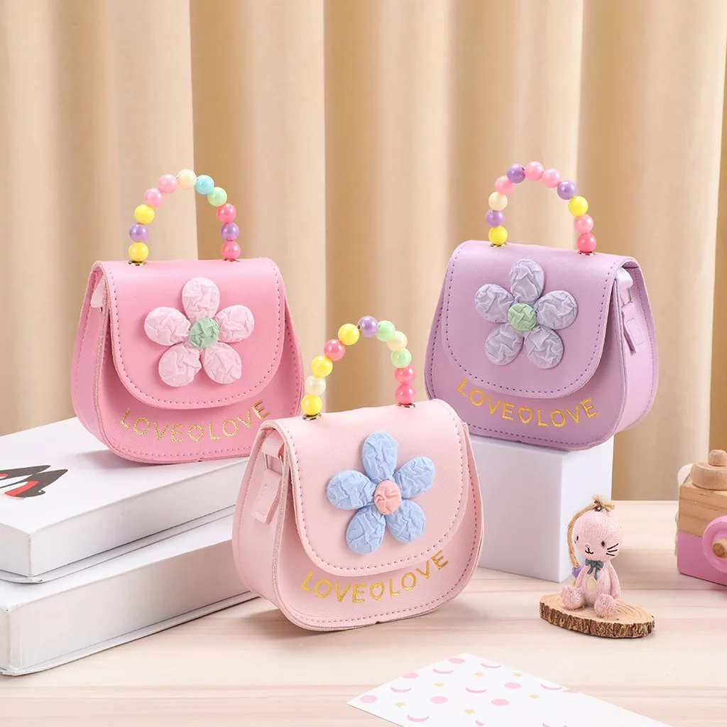 Floral Coin Purse Playful Girls Shoulder Bag Little Girls Crossbody Handbag Cute 3 Fold Coin Purse For Amusement Park Visits