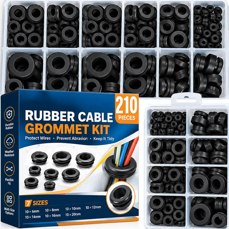 Multiple Sizes Cable Line Hole Rubber Protected Sleeve Wear Resistant Sleeves Practical Use Car Cable Hole Cabinet Sockets Cover